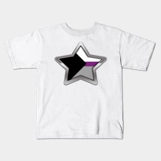 Large Demisexual Pride Flag Colored Star with Chrome Frame Kids T-Shirt